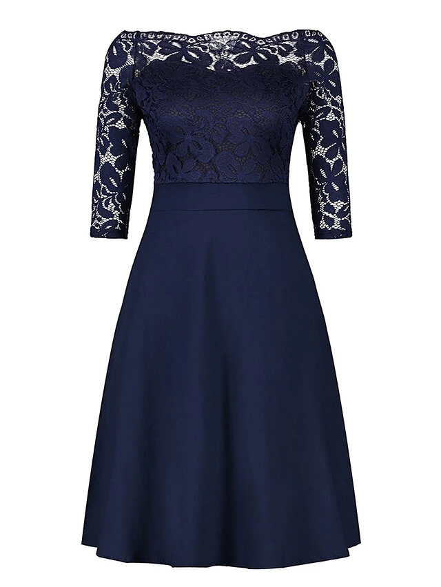 Women‘s Plus Size Curve Party Dress Solid Color Off Shoulder Lace Half Sleeve Summer Spring Elegant Formal Midi Dress Party Cocktail Party Dress 12 Women‘s Plus Size Curve Party Dress Solid Color Off Shoulder Lace Half Sleeve Summer Spring Elegant Formal Midi Dress Party Cocktail Party Dress - Image 12