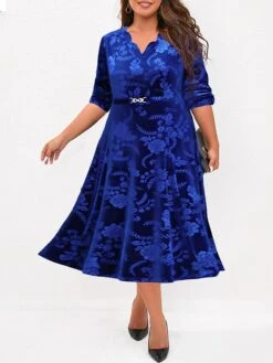 Women's Plus Size Party Dress Velvet Dress Cocktail Dress Midi Dress Wine Blue Purple Long Sleeve Floral Jacquard Spring Fall Winter Split Neck Fashion Winter Dress Wedding Guest Vacation 2023 XL XXL 11 Women's Plus Size Party Dress Velvet Dress Cocktail Dress Midi Dress Wine Blue Purple Long Sleeve Floral Jacquard Spring Fall Winter Split Neck Fashion Winter Dress Wedding Guest Vacation 2023 XL XXL -HAYz Clothing Shop dqifrp1694659202430