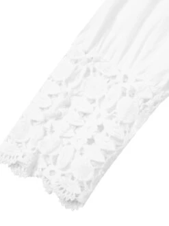 Women's Shirt Dress Casual Dress Cotton Linen Dress Mini Dress Lace Basic Classic Outdoor Daily Vacation Shirt Collar Lace Patchwork Long Sleeve Summer Spring Fall 2023 Loose Fit White Sky Blue Plain -HAYz Clothing Shop dsmbpw1684138293973