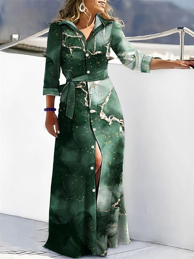 Women's Shirt Dress Casual Dress Swing Dress Maxi Long Dress Outdoor Daily Date Polyester Fashion Modern Shirt Collar Lace Up Button Long Sleeve Summer Spring Fall 2023 Loose Fit Black Navy Blue 2 Women's Shirt Dress Casual Dress Swing Dress Maxi Long Dress Outdoor Daily Date Polyester Fashion Modern Shirt Collar Lace Up Button Long Sleeve Summer Spring Fall 2023 Loose Fit Black Navy Blue - Image 2