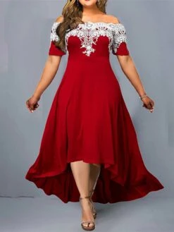 Women‘s Plus Size Curve Party Dress Floral Off Shoulder Short Sleeve Spring Fall Elegant Formal Maxi Long Dress Party Evening Party Dress