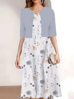 Women's Two Piece Dress Set Casual Dress Print Dress Outdoor Daily Fashion Elegant Print Midi Dress V Neck Half Sleeve Floral Print Regular Fit Pink Navy Blue Sky Blue Summer Spring S M L XL XXL 10 Women's Two Piece Dress Set Casual Dress Print Dress Outdoor Daily Fashion Elegant Print Midi Dress V Neck Half Sleeve Floral Print Regular Fit Pink Navy Blue Sky Blue Summer Spring S M L XL XXL -HAYz Clothing Shop dueptg1689671524296