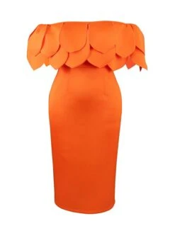 Women's Plus Size Curve Party Dress Cocktail Dress Bodycon Plain Midi Dress Short Sleeve Split Off Shoulder Fashion Party Orange Spring Fall XL XXL 3XL 4XL -HAYz Clothing Shop duglye1694165774336