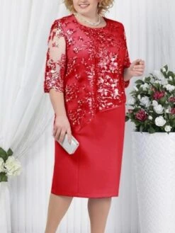 Women‘s Plus Size Curve Sheath Dress Floral Round Neck Lace Half Sleeve Fall Spring Work Vintage Prom Dress Knee Length Dress Party Daily Dress 17 Women‘s Plus Size Curve Sheath Dress Floral Round Neck Lace Half Sleeve Fall Spring Work Vintage Prom Dress Knee Length Dress Party Daily Dress -HAYz Clothing Shop dvycos1622704238297
