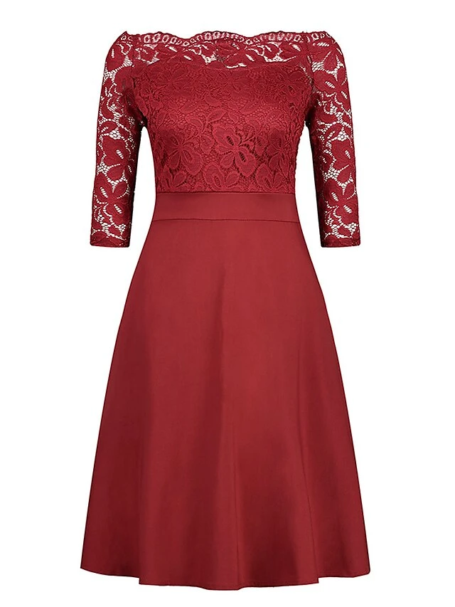 Women‘s Plus Size Curve Party Dress Solid Color Off Shoulder Lace Half Sleeve Summer Spring Elegant Formal Midi Dress Party Cocktail Party Dress 11 Women‘s Plus Size Curve Party Dress Solid Color Off Shoulder Lace Half Sleeve Summer Spring Elegant Formal Midi Dress Party Cocktail Party Dress - Image 11