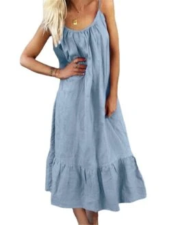 Women's Casual Dress Cotton Linen Dress A Line Dress Midi Dress Cotton Blend Basic Modern Outdoor Daily Vacation Spaghetti Strap Ruffle Sleeveless Summer Spring 2023 Loose Fit White Pink Sky Blue 9 Women's Casual Dress Cotton Linen Dress A Line Dress Midi Dress Cotton Blend Basic Modern Outdoor Daily Vacation Spaghetti Strap Ruffle Sleeveless Summer Spring 2023 Loose Fit White Pink Sky Blue -HAYz Clothing Shop dxsdzm1685442584951