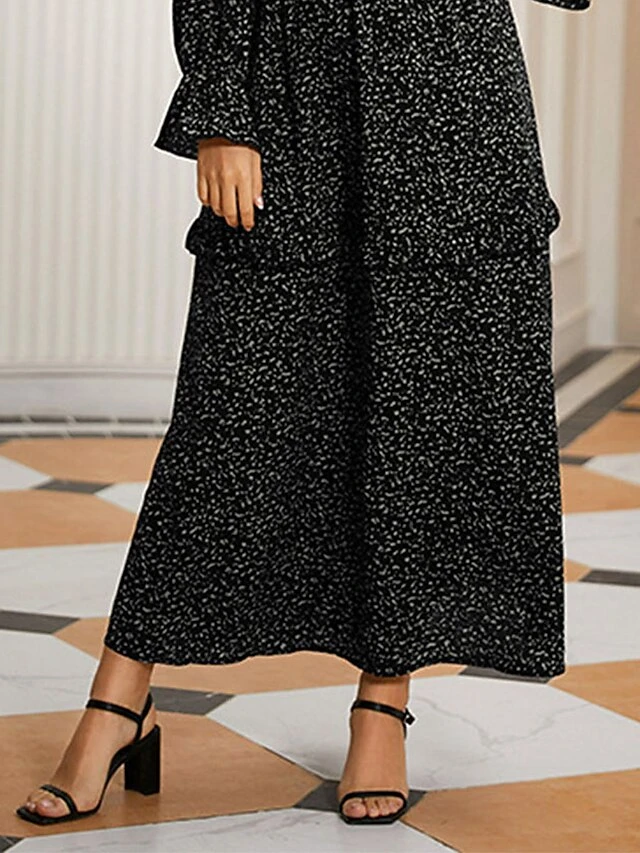 Women's Plus Size Party Dress Wedding Guest Dress Empire Waist Dresses Long Dress Maxi Dress Black Long Sleeve Print Lace Up Spring Fall Winter V Neck Fashion Winter Dress Evening Party Wedding Guest 3 Women's Plus Size Party Dress Wedding Guest Dress Empire Waist Dresses Long Dress Maxi Dress Black Long Sleeve Print Lace Up Spring Fall Winter V Neck Fashion Winter Dress Evening Party Wedding Guest - Image 3