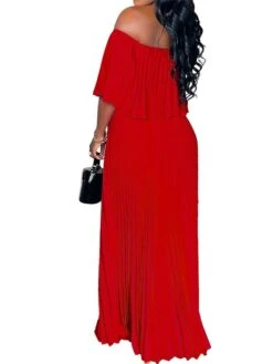 Women‘s Plus Size Curve Party Dress Pure Color Off Shoulder Half Sleeve Spring Fall Elegant Prom Dress Maxi Long Dress Party Dress -HAYz Clothing Shop ebaldo1663320363169