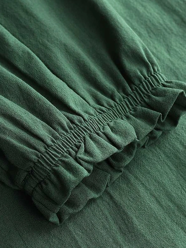 Women's Casual Dress Cotton Dress Black Dress Midi Dress Cotton Fashion Daily Outdoor Daily Vacation Stand Collar Ruffle Button 3/4 Length Sleeve Fall Autumn 2023 Loose Fit Black Wine Blue Plain S M 13 Women's Casual Dress Cotton Dress Black Dress Midi Dress Cotton Fashion Daily Outdoor Daily Vacation Stand Collar Ruffle Button 3/4 Length Sleeve Fall Autumn 2023 Loose Fit Black Wine Blue Plain S M - Image 13