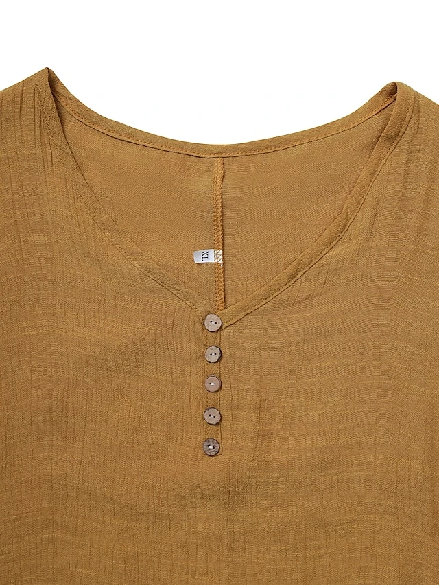 Women's Casual Dress Cotton Dress Swing Dress Maxi Long Dress Cotton Stylish Casual Winter Dress Daily Holiday V Neck Button Layered Long Sleeve Summer Spring Fall 2022 Loose Fit Black White Yellow 10 Women's Casual Dress Cotton Dress Swing Dress Maxi Long Dress Cotton Stylish Casual Winter Dress Daily Holiday V Neck Button Layered Long Sleeve Summer Spring Fall 2022 Loose Fit Black White Yellow - Image 10