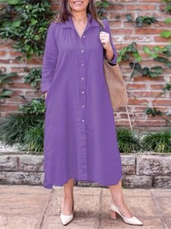 Women's Shirt Dress Casual Dress Cotton Linen Dress Midi Dress Linen / Cotton Blend Basic Classic Outdoor Daily Vacation Shirt Collar Button Pocket Long Sleeve Spring Fall Autumn 2023 Loose Fit Black 7 Women's Shirt Dress Casual Dress Cotton Linen Dress Midi Dress Linen / Cotton Blend Basic Classic Outdoor Daily Vacation Shirt Collar Button Pocket Long Sleeve Spring Fall Autumn 2023 Loose Fit Black -HAYz Clothing Shop ehfmla1692084362934