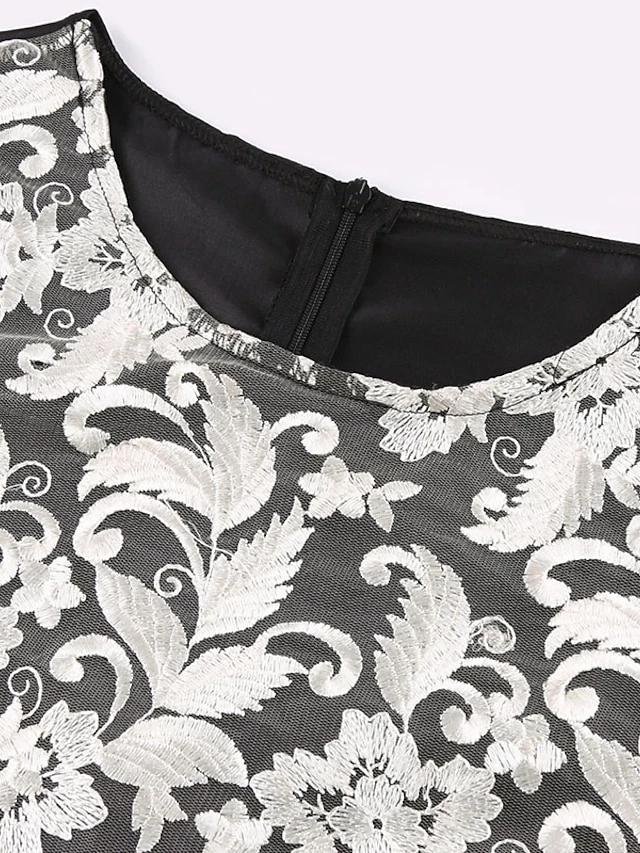 Women‘s Plus Size Curve Party Dress Floral Crew Neck Lace Long Sleeve Spring Fall Elegant Prom Dress Knee Length Dress Formal Party Dress 7 Women‘s Plus Size Curve Party Dress Floral Crew Neck Lace Long Sleeve Spring Fall Elegant Prom Dress Knee Length Dress Formal Party Dress - Image 7