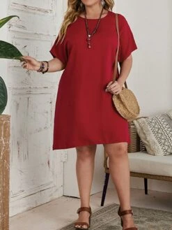Women‘s Plus Size Curve Casual Dress T Shirt Dress Tee Dress Shift Dress Solid Color Midi Dress Short Sleeve Crew Neck Basic Daily Black Red Spring Summer L 3XL 4XL 5XL 6XL 25 Women‘s Plus Size Curve Casual Dress T Shirt Dress Tee Dress Shift Dress Solid Color Midi Dress Short Sleeve Crew Neck Basic Daily Black Red Spring Summer L 3XL 4XL 5XL 6XL -HAYz Clothing Shop eibnnp1672223210767