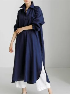 Women's Cotton Linen Dress Casual Dress Swing Dress Maxi Long Dress Cotton Blend Stylish Casual Winter Dress Daily Holiday Shirt Collar Button Pocket Long Sleeve Summer Spring Fall 2022 Loose Fit 22 Women's Cotton Linen Dress Casual Dress Swing Dress Maxi Long Dress Cotton Blend Stylish Casual Winter Dress Daily Holiday Shirt Collar Button Pocket Long Sleeve Summer Spring Fall 2022 Loose Fit -HAYz Clothing Shop einuuu1658457829948