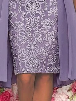 Women's Two Piece Dress Set Party Dress Lace Dress Party Cocktail Party Fashion Elegant Lace Midi Dress Crew Neck 3/4 Length Sleeve Plain Regular Fit Purple Summer Spring S M L XL XXL -HAYz Clothing Shop elhbjz1680762177023