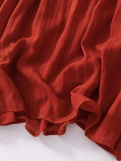 Women's Casual Dress Linen Dress Swing Dress Midi Dress Linen Classic Style Classic Outdoor Daily Holiday Crew Neck Ruched Embroidered Short Sleeve Fall Winter Autumn 2023 Loose Fit White Red Plain M -HAYz Clothing Shop empeoo1694418666070