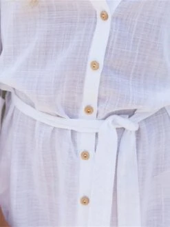 Women's Shirt Dress Casual Dress Cotton Linen Dress Mini Dress Linen / Cotton Blend Fashion Modern Outdoor Daily Vacation Shirt Collar Lace Up Button 3/4 Length Sleeve Summer Spring Fall 2023 Regular -HAYz Clothing Shop emzalp1689232564743