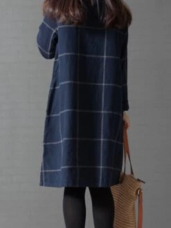 Women's Casual Dress Cotton Linen Dress Plaid Dress Midi Dress Polyester Basic Classic Outdoor Daily Vacation Crew Neck Pocket Print Long Sleeve Fall Winter Autumn 2023 Loose Fit Navy Blue Plaid L XL 12 Women's Casual Dress Cotton Linen Dress Plaid Dress Midi Dress Polyester Basic Classic Outdoor Daily Vacation Crew Neck Pocket Print Long Sleeve Fall Winter Autumn 2023 Loose Fit Navy Blue Plaid L XL -HAYz Clothing Shop epfwzm1693475207005