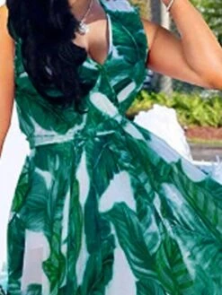 Women's Plus Size Curve A Line Dress Print V Neck Print Sleeveless Spring Summer Casual Maxi Long Dress Daily Vacation Dress -HAYz Clothing Shop epicpw1675756351288