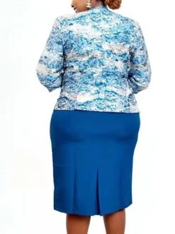 Women‘s Plus Size Curve Work Dress Leaf Crew Neck 3/4 Length Sleeve Spring Fall Stylish Work Knee Length Dress Vacation Going Out Dress -HAYz Clothing Shop eppqpj1663740849795