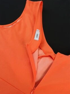 Women's Plus Size Curve Party Dress Bodycon Sheath Dress Plain Midi Dress Sleeveless Ruffle V Neck Fashion Party Orange Spring Fall XL XXL 3XL 4XL -HAYz Clothing Shop equtuy1694165779847