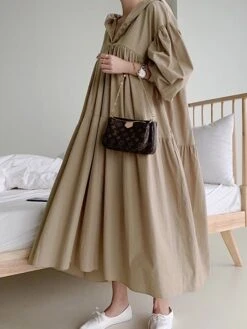 Women's Casual Dress Cotton Linen Dress Swing Dress Maxi Long Dress Linen / Cotton Blend Fashion Basic Outdoor Daily Vacation Hooded Ruched Pocket Long Sleeve Fall Winter Autumn 2023 Loose Fit Black -HAYz Clothing Shop erbbpj1693553156969