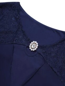 Women‘s Plus Size Curve Work Dress Chiffon Dress Swing Dress Solid Color Long Dress Maxi Dress 3/4 Length Sleeve Lace Layered V Neck Fashion Outdoor Wine Dark Blue Summer Spring L XL XXL 3XL 4XL -HAYz Clothing Shop eubgue1681974988657