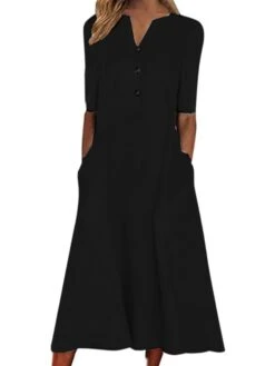 Women's Casual Dress Cotton Linen Dress A Line Dress Midi Dress Polyester Fashion Casual Outdoor Daily Vacation V Neck Button Pocket Short Sleeve Summer Spring 2023 Loose Fit Black White Navy Blue 9 Women's Casual Dress Cotton Linen Dress A Line Dress Midi Dress Polyester Fashion Casual Outdoor Daily Vacation V Neck Button Pocket Short Sleeve Summer Spring 2023 Loose Fit Black White Navy Blue -HAYz Clothing Shop euzhfq1676517576472