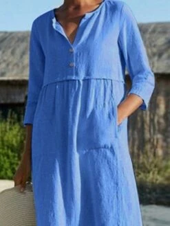 Women's Cotton Linen Dress Shift Dress A Line Dress Maxi Long Dress Linen Cotton Blend Hot Casual Daily Vacation Shirt Collar Pocket 3/4 Length Sleeve Summer Spring Linen Loose Fit Black Pink Wine 9 Women's Cotton Linen Dress Shift Dress A Line Dress Maxi Long Dress Linen Cotton Blend Hot Casual Daily Vacation Shirt Collar Pocket 3/4 Length Sleeve Summer Spring Linen Loose Fit Black Pink Wine -HAYz Clothing Shop eyfilt1651197998593