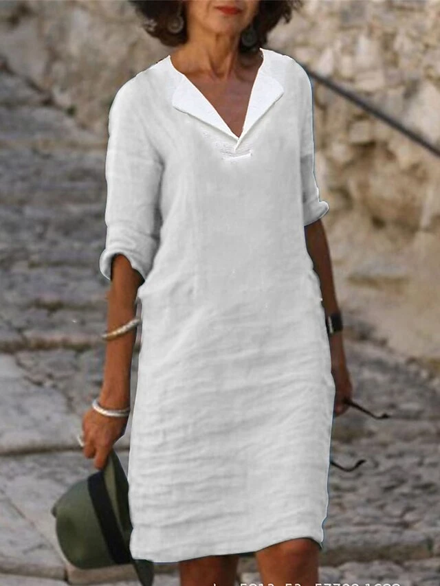 Women's Casual Dress Cotton Dress Shift Dress Midi Dress Cotton Blend Fashion Basic Outdoor Daily Vacation Shirt Collar Ruched Half Sleeve Summer Spring 2023 Loose Fit Black White Pink Pure Color S M 1 Women's Casual Dress Cotton Dress Shift Dress Midi Dress Cotton Blend Fashion Basic Outdoor Daily Vacation Shirt Collar Ruched Half Sleeve Summer Spring 2023 Loose Fit Black White Pink Pure Color S M