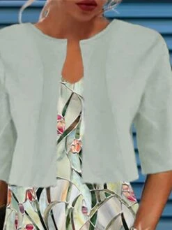 Women's Two Piece Dress Set Casual Dress Print Dress Outdoor Daily Fashion Streetwear Print Mini Dress V Neck Half Sleeve Leaf Loose Fit Green Summer Spring S M L XL XXL -HAYz Clothing Shop ezjmur1681957731371