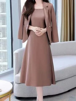 Women's Two Piece Dress Set Work Dress Skirt Set Formal Office Streetwear Elegant Button Pocket Midi Dress Shirt Collar Long Sleeve Plain Regular Fit Black Purple Beige Fall Winter M L XL XXL 3XL 12 Women's Two Piece Dress Set Work Dress Skirt Set Formal Office Streetwear Elegant Button Pocket Midi Dress Shirt Collar Long Sleeve Plain Regular Fit Black Purple Beige Fall Winter M L XL XXL 3XL -HAYz Clothing Shop fbjzts1694498842244