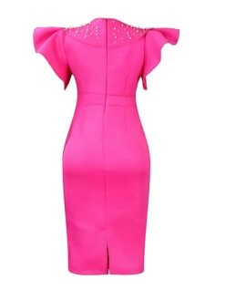 Women‘s Plus Size Curve Party Dress Cocktail Dress Bodycon Solid Color Midi Dress Short Sleeve Ruffle Split Crew Neck Fashion Party Black Wine Summer Spring L XL XXL 3XL -HAYz Clothing Shop fbpbdt1679549838184