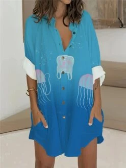 Women's Shirt Dress Casual Dress Shift Dress Mini Dress Outdoor Daily Vacation Polyester Fashion Casual Stand Collar Button Pocket Long Sleeve Summer Spring Fall 2023 Regular Fit Black Navy Blue -HAYz Clothing Shop fdpzzq1693386339582