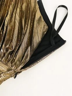 Women's Plus Size Curve Party Dress Swing Dress Evening Gown Plain Long Dress Maxi Dress Sleeveless Pleated Backless One Shoulder Fashion Party Gold Spring Fall XL XXL 3XL 4XL -HAYz Clothing Shop fdsdsa1693450520653