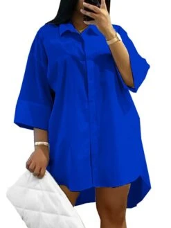 Women‘s Plus Size Curve Shirt Dress Solid Color Shirt Collar Long Sleeve Fall Spring Basic Casual Short Mini Dress Casual Daily Dress 12 Women‘s Plus Size Curve Shirt Dress Solid Color Shirt Collar Long Sleeve Fall Spring Basic Casual Short Mini Dress Casual Daily Dress -HAYz Clothing Shop fduugg1646132163887
