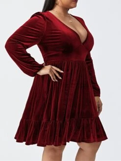 Women‘s Plus Size Curve Party Dress Velvet Dress Cocktail Dress Mini Dress Black Wine Royal Blue Long Sleeve Pure Color Ruched Spring Fall Winter V Neck Fashion Birthday Wedding Guest Vacation 2023 25 Women‘s Plus Size Curve Party Dress Velvet Dress Cocktail Dress Mini Dress Black Wine Royal Blue Long Sleeve Pure Color Ruched Spring Fall Winter V Neck Fashion Birthday Wedding Guest Vacation 2023 -HAYz Clothing Shop fdvbsn1692176733286