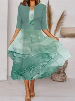 Women's Two Piece Dress Set Casual Dress Tank Dress Outdoor Daily Fashion Streetwear Pocket Print Midi Dress V Neck 3/4 Length Sleeve Geometric Color Block Regular Fit Black White Blue Spring Fall S 11 Women's Two Piece Dress Set Casual Dress Tank Dress Outdoor Daily Fashion Streetwear Pocket Print Midi Dress V Neck 3/4 Length Sleeve Geometric Color Block Regular Fit Black White Blue Spring Fall S -HAYz Clothing Shop fensyl1690857633570