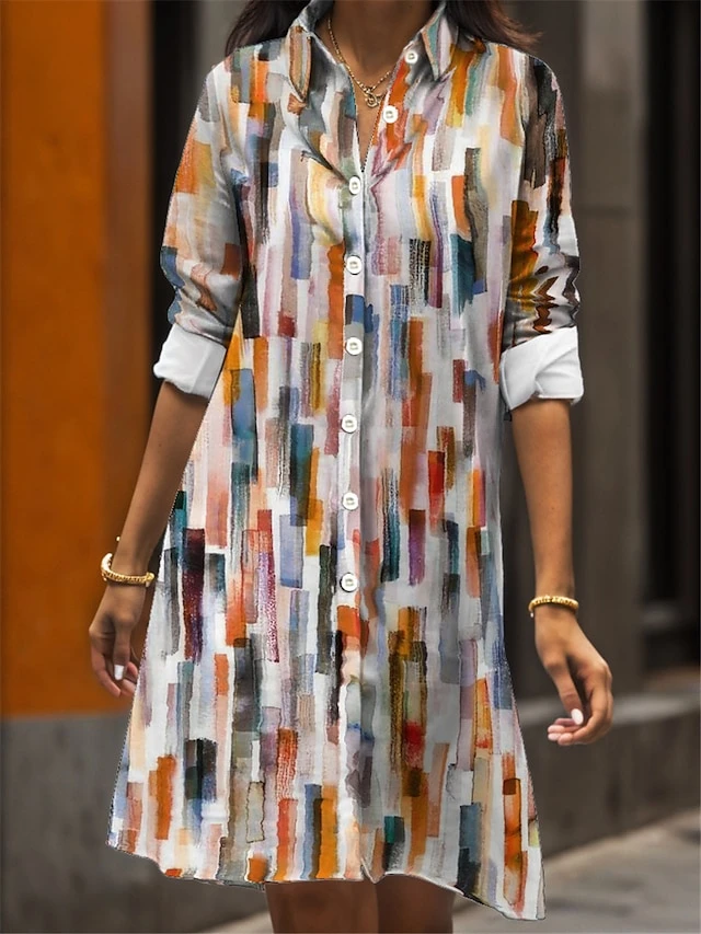 Women's Shirt Dress Casual Dress Midi Dress Outdoor Daily Date Polyester Fashion Classic Shirt Collar Button Pocket Long Sleeve Fall Winter 2023 Loose Fit Yellow Pink Striped Ombre S M L XL 2XL 1 Women's Shirt Dress Casual Dress Midi Dress Outdoor Daily Date Polyester Fashion Classic Shirt Collar Button Pocket Long Sleeve Fall Winter 2023 Loose Fit Yellow Pink Striped Ombre S M L XL 2XL