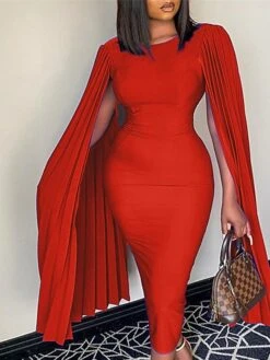 Women‘s Plus Size Curve Party Dress Solid Color Crew Neck Ruched Long Sleeve Winter Fall Casual Prom Dress Party Daily Dress Sheath Dress Long Dress Maxi Dress -HAYz Clothing Shop ffvbtt1629964236773