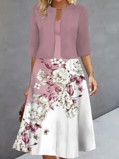 Women's Two Piece Dress Set Casual Dress Print Dress Outdoor Daily Fashion Elegant Print Midi Dress V Neck Half Sleeve Floral Regular Fit Blue Purple Green Fall Winter S M L XL XXL 5 Women's Two Piece Dress Set Casual Dress Print Dress Outdoor Daily Fashion Elegant Print Midi Dress V Neck Half Sleeve Floral Regular Fit Blue Purple Green Fall Winter S M L XL XXL -HAYz Clothing Shop fhmnxb1693277918801