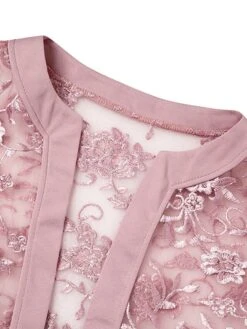 Women's Lace Dress Dress Set Two Piece Dress Midi Dress Pink Half Sleeve Pure Color Mesh Summer Spring Fall Crew Neck Fashion Office Wedding Guest 2023 S M L XL XXL 3XL 11 Women's Lace Dress Dress Set Two Piece Dress Midi Dress Pink Half Sleeve Pure Color Mesh Summer Spring Fall Crew Neck Fashion Office Wedding Guest 2023 S M L XL XXL 3XL -HAYz Clothing Shop fifghe1666851028967