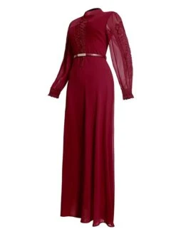 Women‘s Plus Size Curve Party Dress Solid Color Crew Neck Ruched Long Sleeve Winter Fall Elegant Maxi Long Dress Party Cocktail Party Dress -HAYz Clothing Shop fitrmh1640758534036