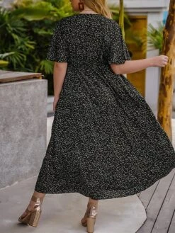 Women‘s Plus Size Curve Casual Dress Swing Dress Floral Dress Polka Dot Midi Dress Short Sleeve Print V Neck Fashion Daily Red Orange Summer Spring XL XXL 3XL 4XL -HAYz Clothing Shop flsoga1676458013194