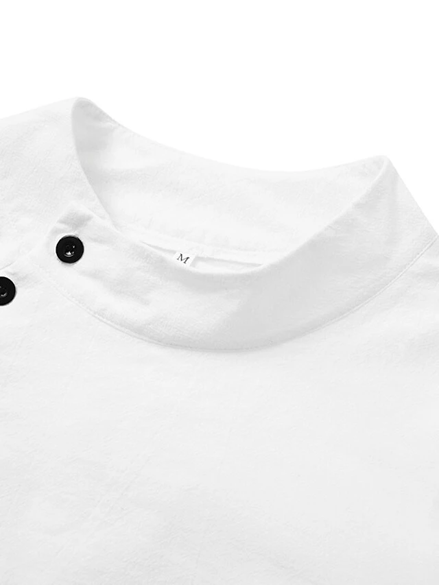 Women‘s Cotton Linen Dress Shirt Dress Casual Dress Shift Dress Midi Dress Cotton Blend Fashion Basic Outdoor Daily Vacation Stand Collar Button Half Sleeve Summer Spring 2023 Black White Blue Plain 10 Women‘s Cotton Linen Dress Shirt Dress Casual Dress Shift Dress Midi Dress Cotton Blend Fashion Basic Outdoor Daily Vacation Stand Collar Button Half Sleeve Summer Spring 2023 Black White Blue Plain - Image 10