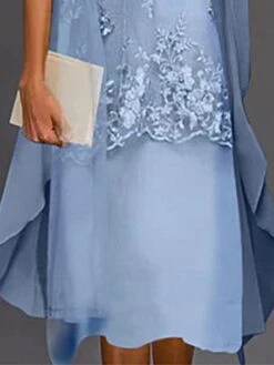 Women's Dress Set Lace Dress Midi Dress Light Blue Green Gray Half Sleeve Floral Embroidered Layered Patchwork Summer Spring Fall Crew Neck Elegant Chinoiserie 2023 M L XL XXL XXXL 4XL 5XL -HAYz Clothing Shop foogze1644389749168