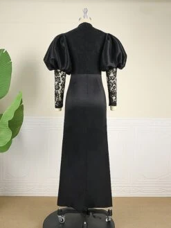 Women‘s Plus Size Curve Party Dress Solid Color Crew Neck Lace Puff Sleeve Long Sleeve Winter Fall Stylish Elegant Prom Dress Maxi Long Dress Formal Party Dress -HAYz Clothing Shop fpgqys1675760207244