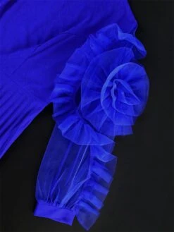 Women's Plus Size Curve Party Dress Formal Dress A Line Dress Plain Midi Dress Long Sleeve Pleated Ruffle Crew Neck Fashion Party Blue Fall Winter XL XXL 3XL 4XL -HAYz Clothing Shop fpjpcq1694425988548