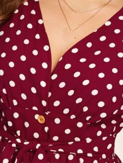 Women‘s Plus Size Curve Flattering Dresses Elegant Apple Shaped Dress Casual Dress A Line Dress Polka Dot Midi Dress Sleeveless Print V Neck Fashion Daily Black White Spring Summer Dress -HAYz Clothing Shop fqmdrn1672800404411