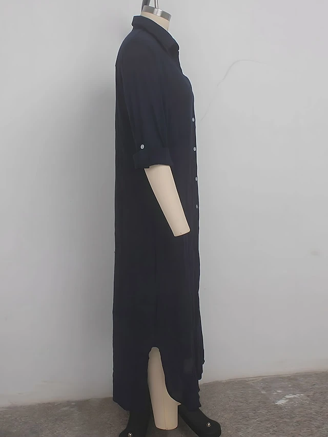 Women's Shirt Dress Cotton Linen Dress Casual Dress Maxi Long Dress Cotton Blend Classic Casual Outdoor Daily Vacation Shirt Collar Button Split Long Sleeve Summer Spring Fall 2023 Loose Fit White 4 Women's Shirt Dress Cotton Linen Dress Casual Dress Maxi Long Dress Cotton Blend Classic Casual Outdoor Daily Vacation Shirt Collar Button Split Long Sleeve Summer Spring Fall 2023 Loose Fit White - Image 4